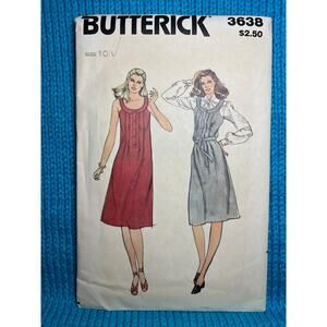Butterick Sewing pattern 3638 shift dress pleat front 1980s size 10